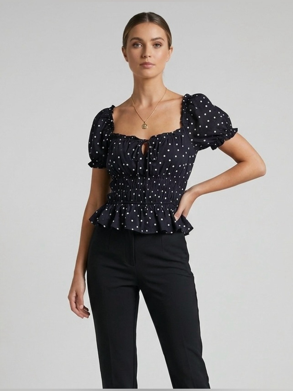 miami Navy Polka Dot Top